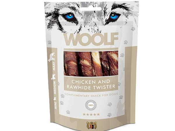 Woolf Chicken & Rawhide Twister 100g