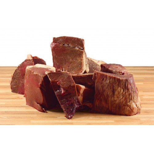 Naturfoder Oksehjerter i store stykker 2000 gr. - Hundens Valg