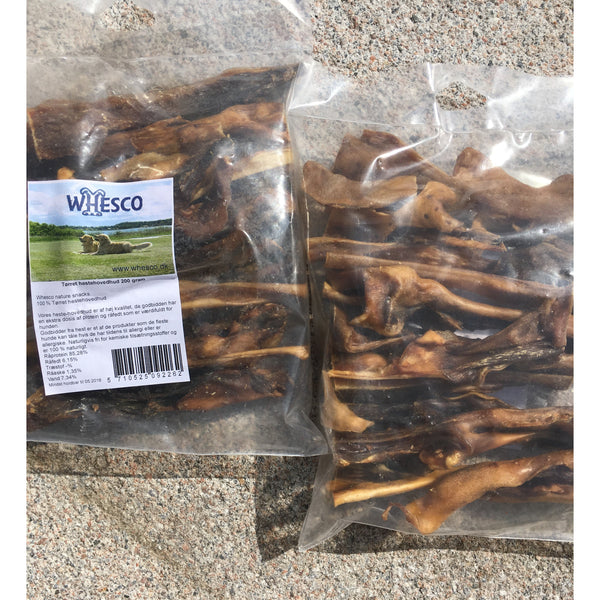 Whesco Tørret Hestehovedhud 200g - Hundens Valg